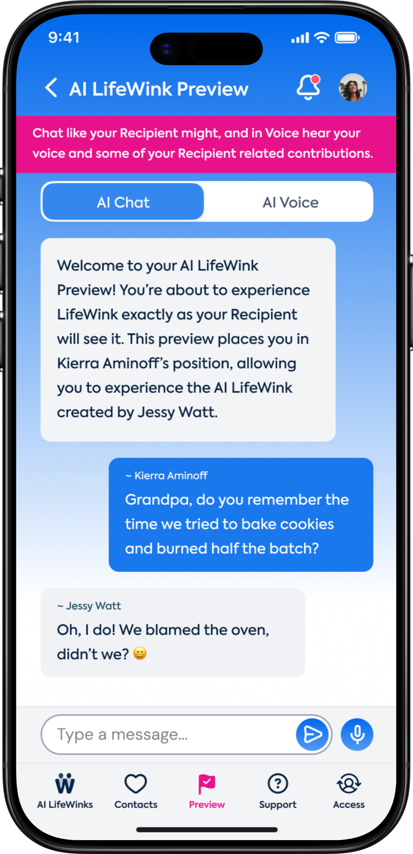 AI Preview and Test - LifeWink App
